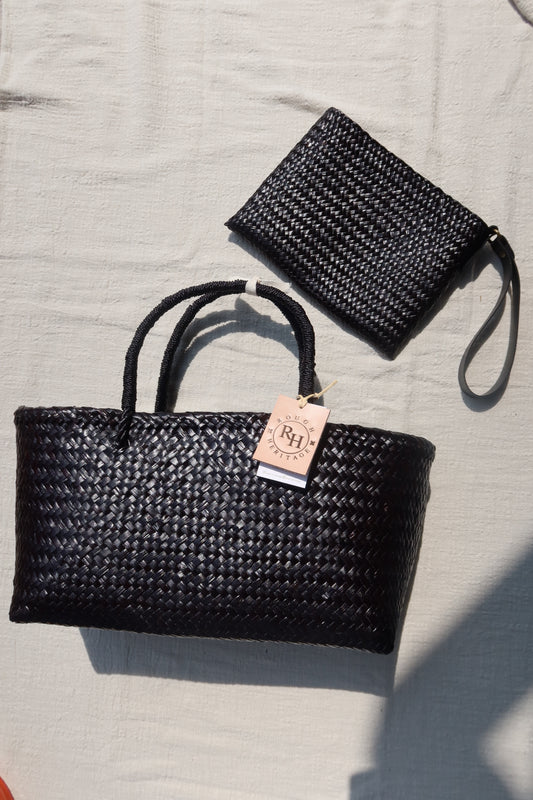Clutch handwoven Krajood with poly holder /black color