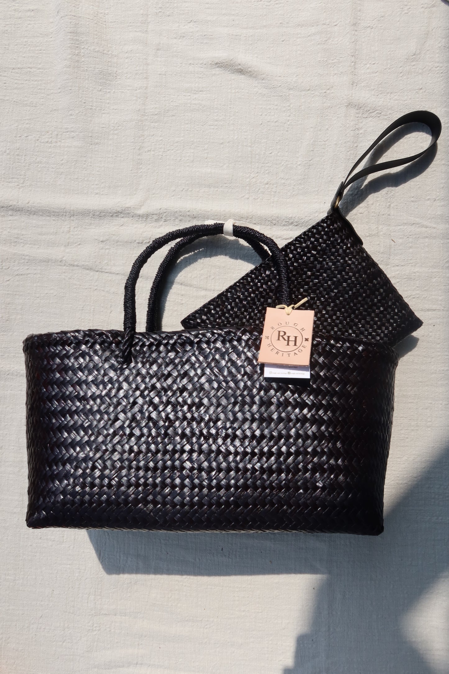 Clutch handwoven Krajood with poly holder /black color